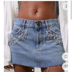 Urban Outfitters rhinestone denim mini skirt